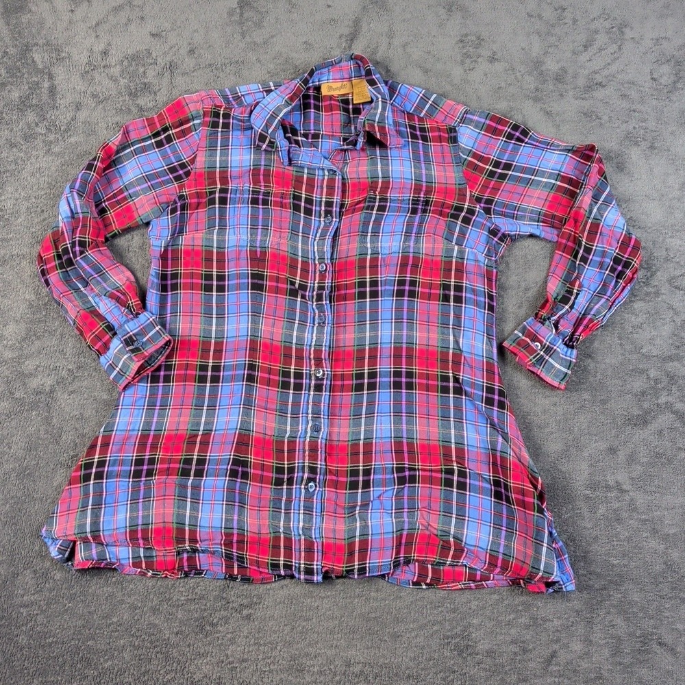 Wrangler Womens Long Sleeve Western Shirt Plaid Size Large
